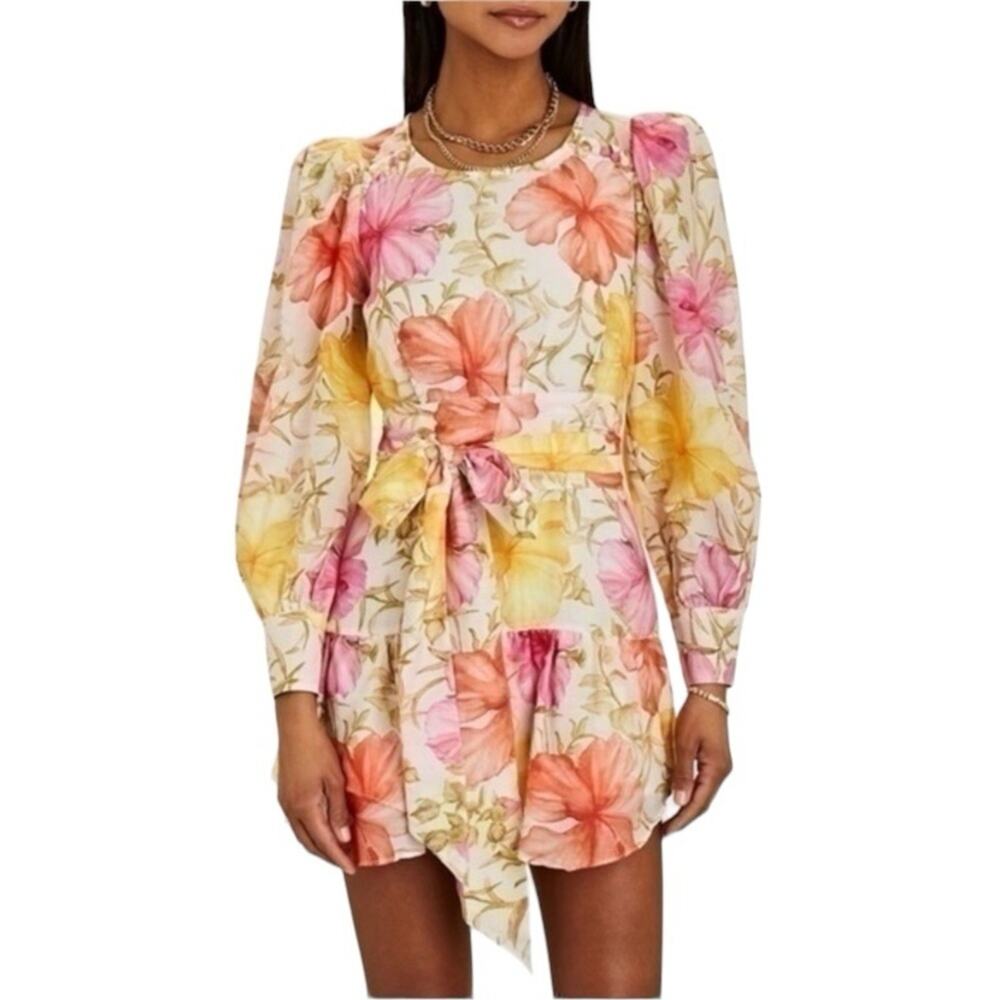 New LoveShackFancy Teyana cotton-silk floral print mini dress size 12